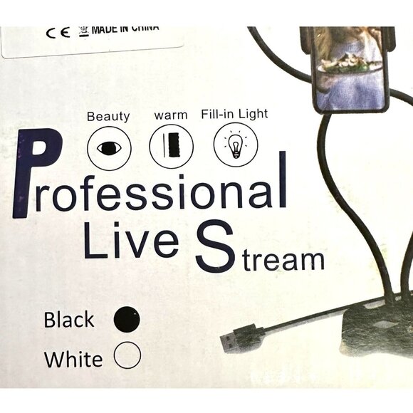 Andoer Professional Live Stream LED Ring Light Phone Holder 3 Light Settings NIB - Picture 2 of 4